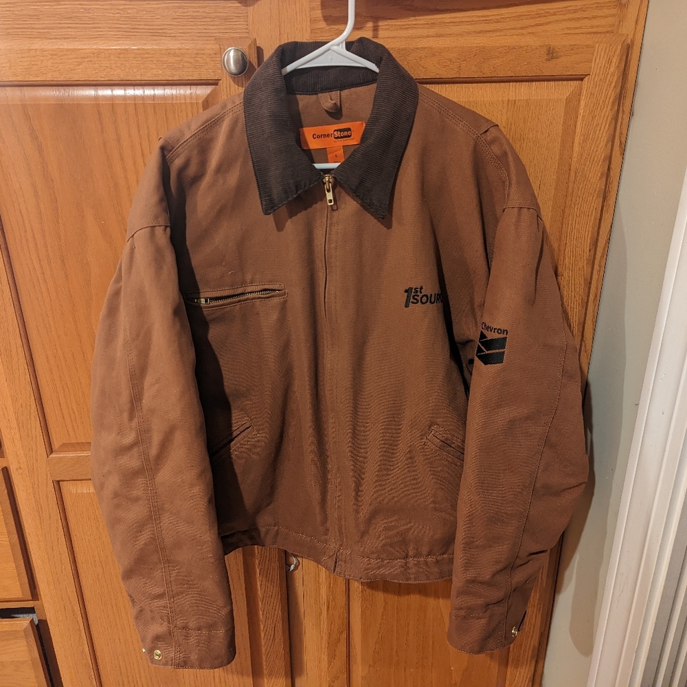 CornerStone Port authority Corduroy collar barn coat work jacket men size L insu